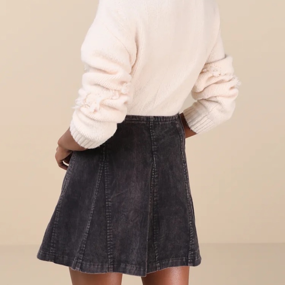 NEW Washed Black Corduroy Mini Skirt - Picture 3 of 5